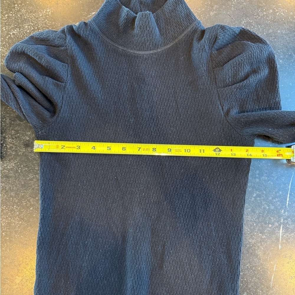 Free People XS Black Mock Neck Long Sleeve Top With Puff Sleeve - Picture 4 of 7